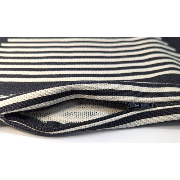 2 H & M Home Organic Cotton Pillow Covers-Grey and Cream Modern Design Set of 2 - Picture 4 of 6